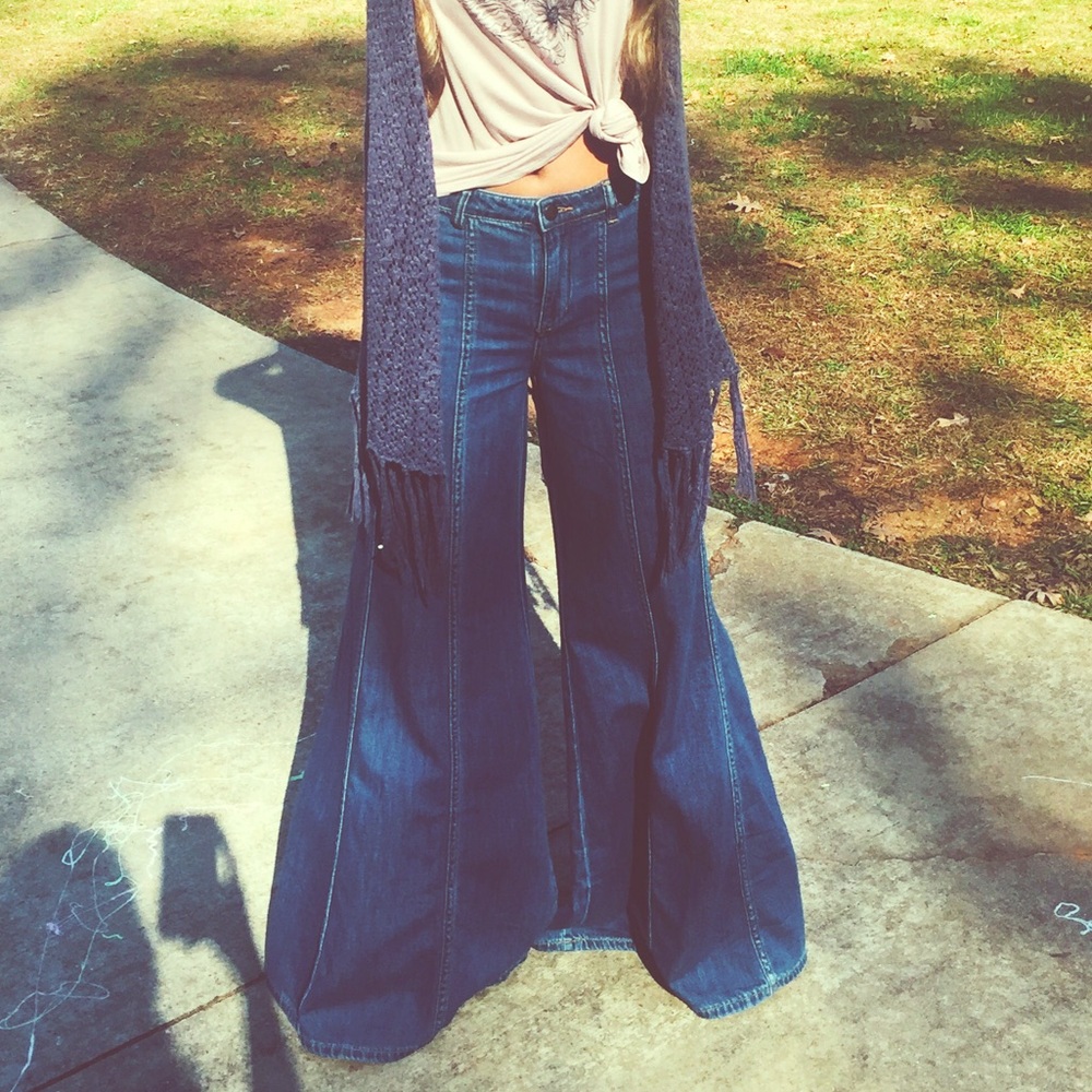 Free People extra wide leg flare jeans